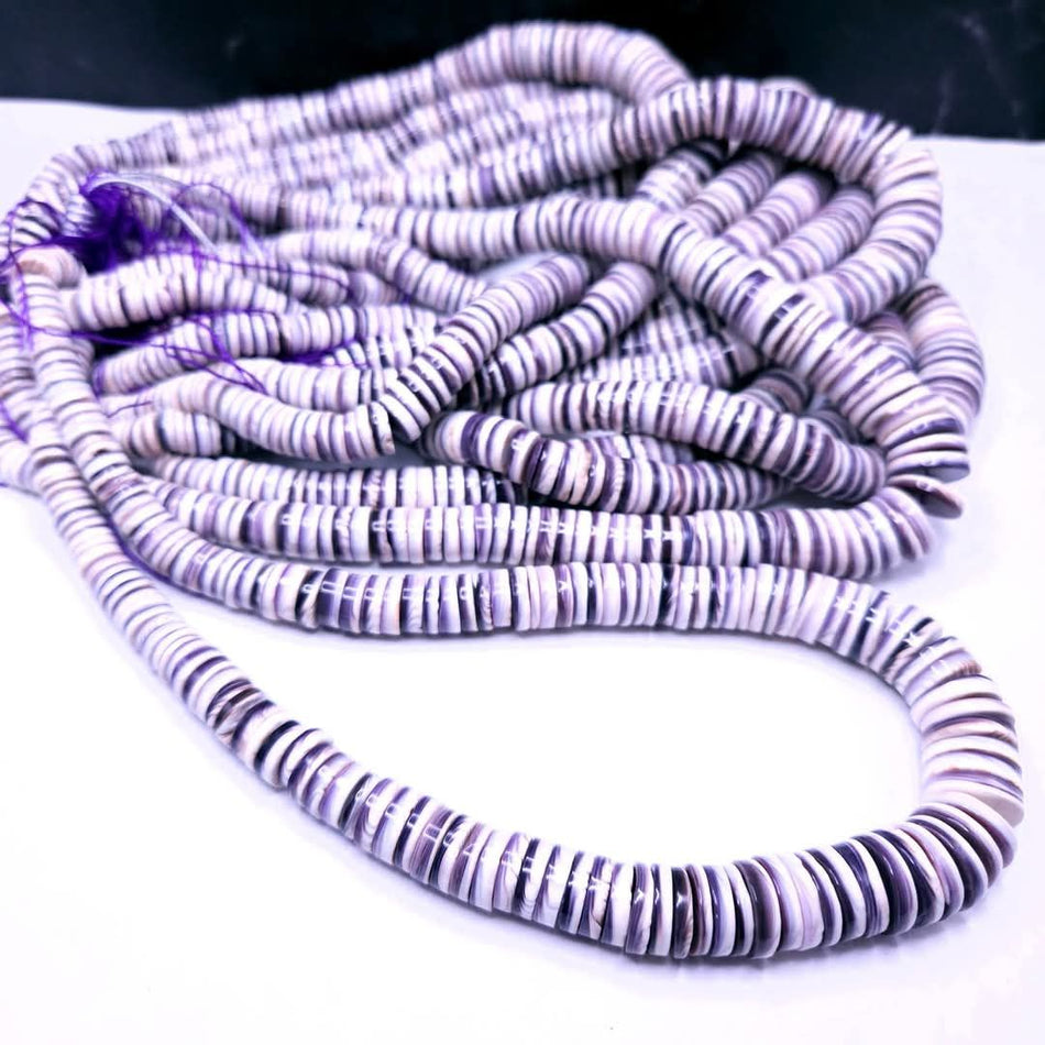 Wampum Shell (Premium Quality)
8 to 14mm heishi 16" strand