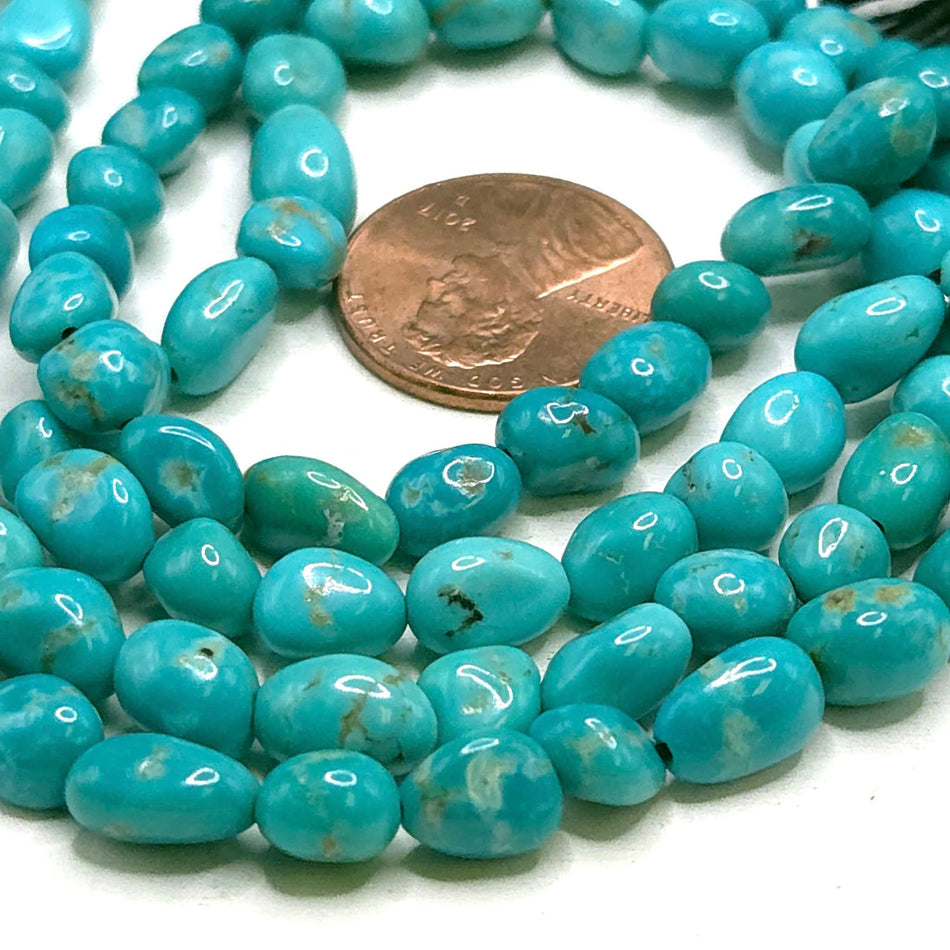 Genuine Turquoise, Campitos
7-8mm nuggets, 16" strand