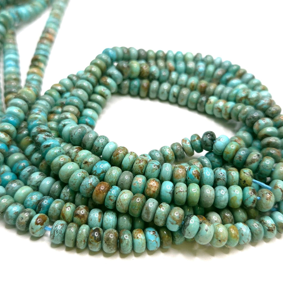 Genuine Turquoise (Campitos)
6mm rondelle, 16" strand