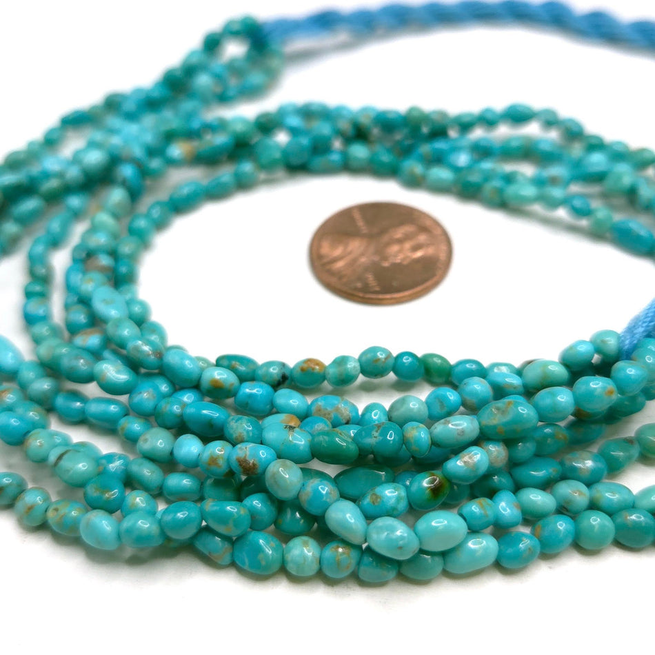 Genuine Turquoise, Campitos
3 to 4mm nuggets, 18" strand