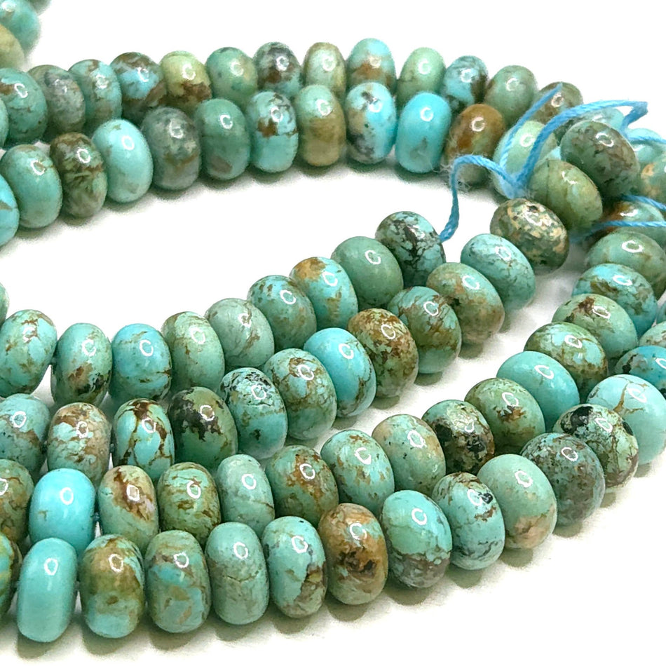Genuine Turquoise (Campitos)
8mm rondelle, 16" strand