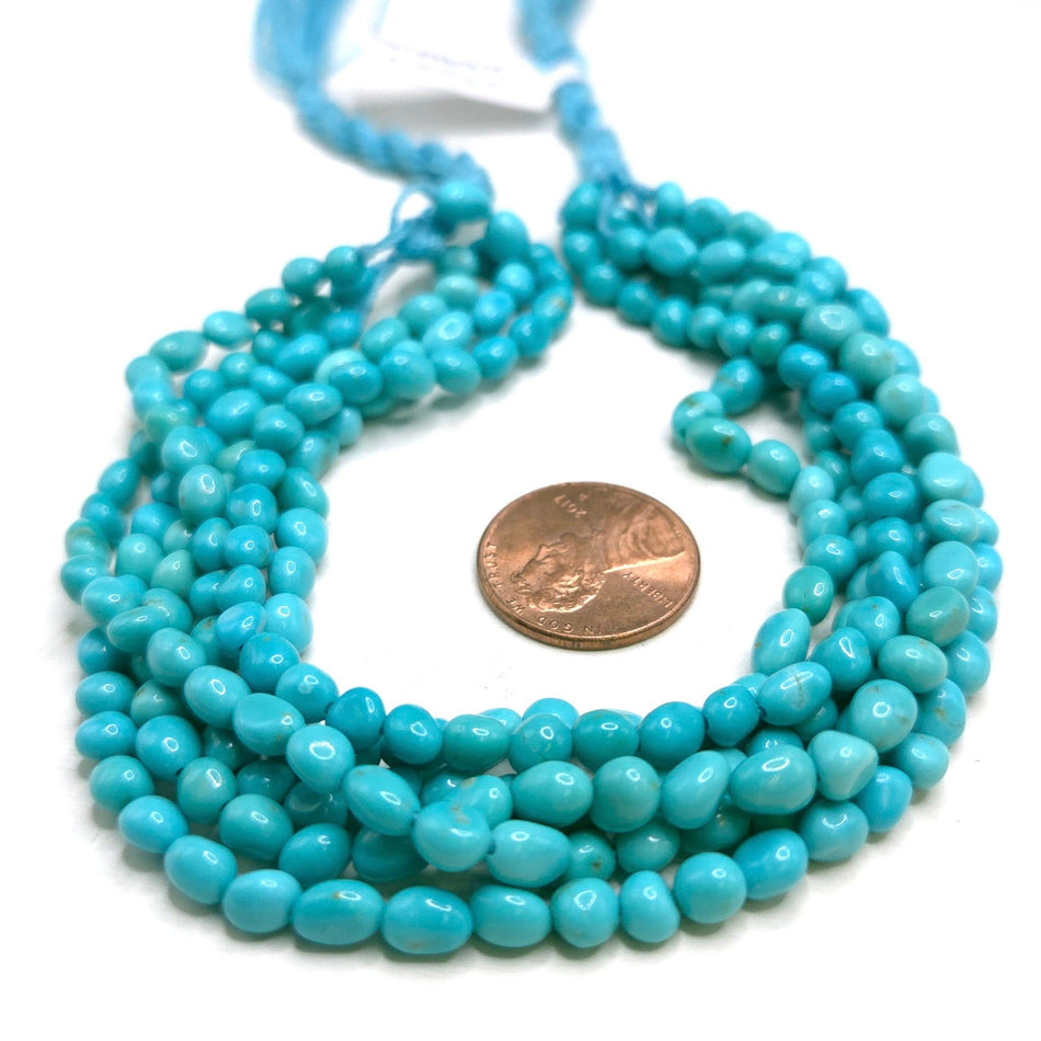 Genuine Turquoise, Campitos
5mm nuggets, 8" strand