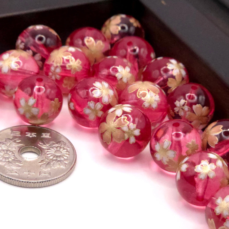 Pink Japanese Tensha Beads, 12mm