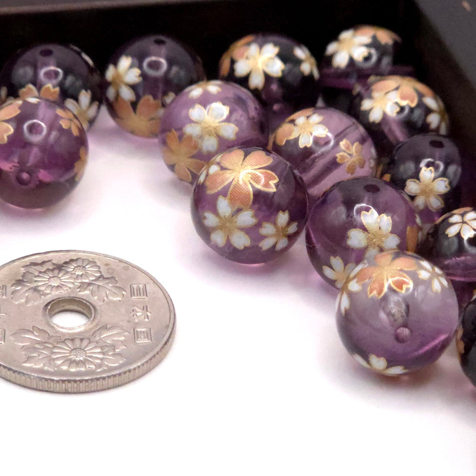 Purple Tensha Beads, 12mm